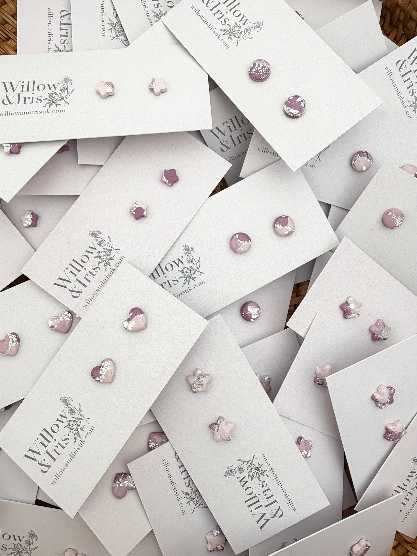 Lilac & Silver stud earrings