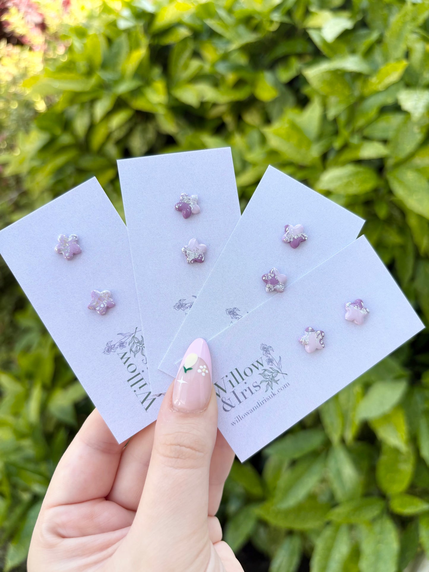 Lilac & Silver stud earrings