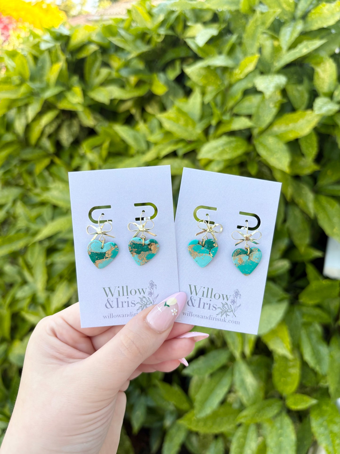 Green & Gold dangle earrings