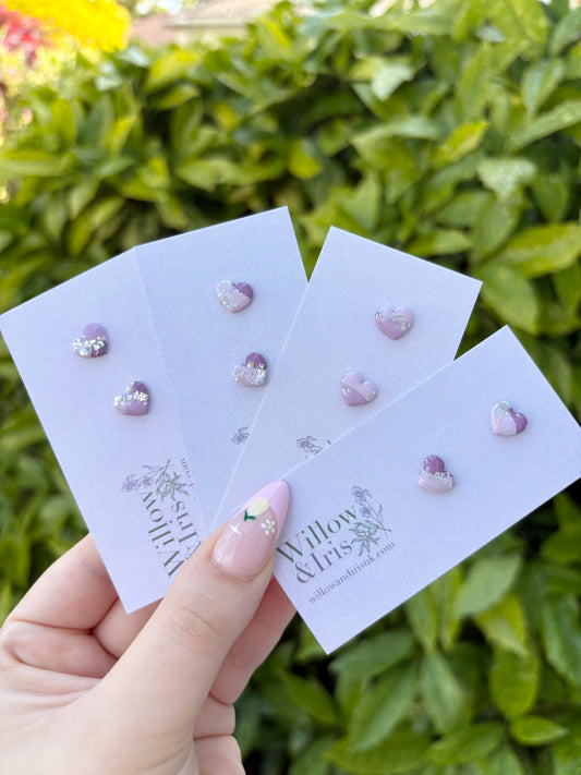 Lilac & Silver stud earrings