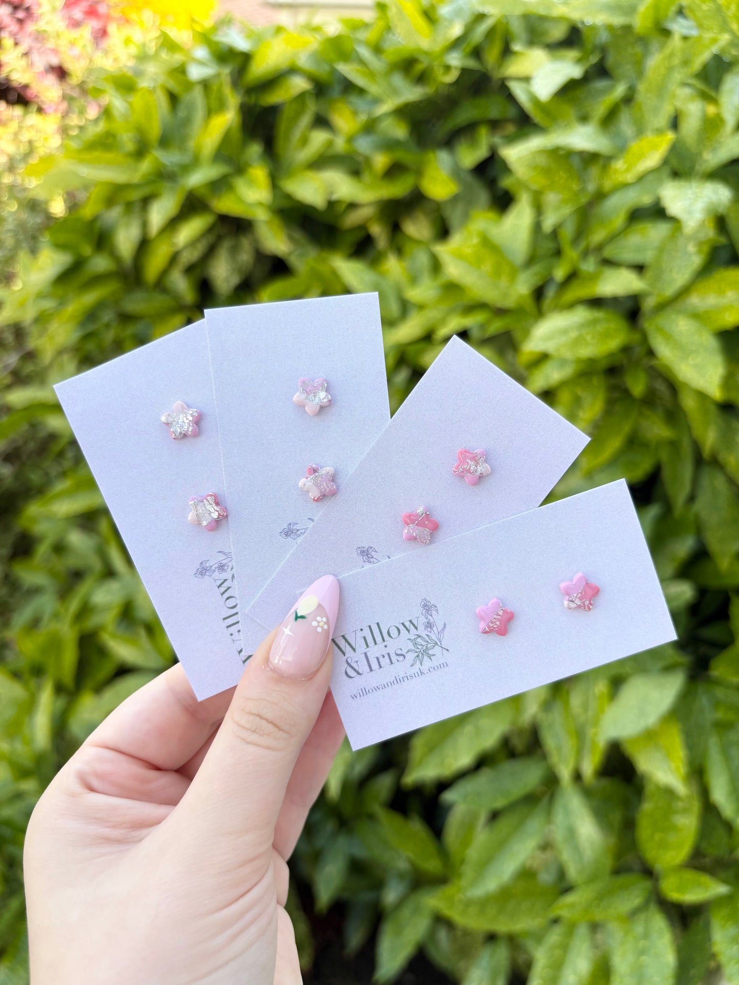 Pink stud earrings