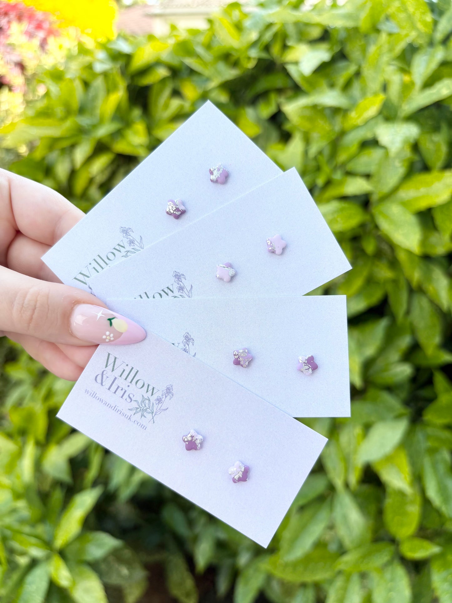 Lilac & Silver stud earrings