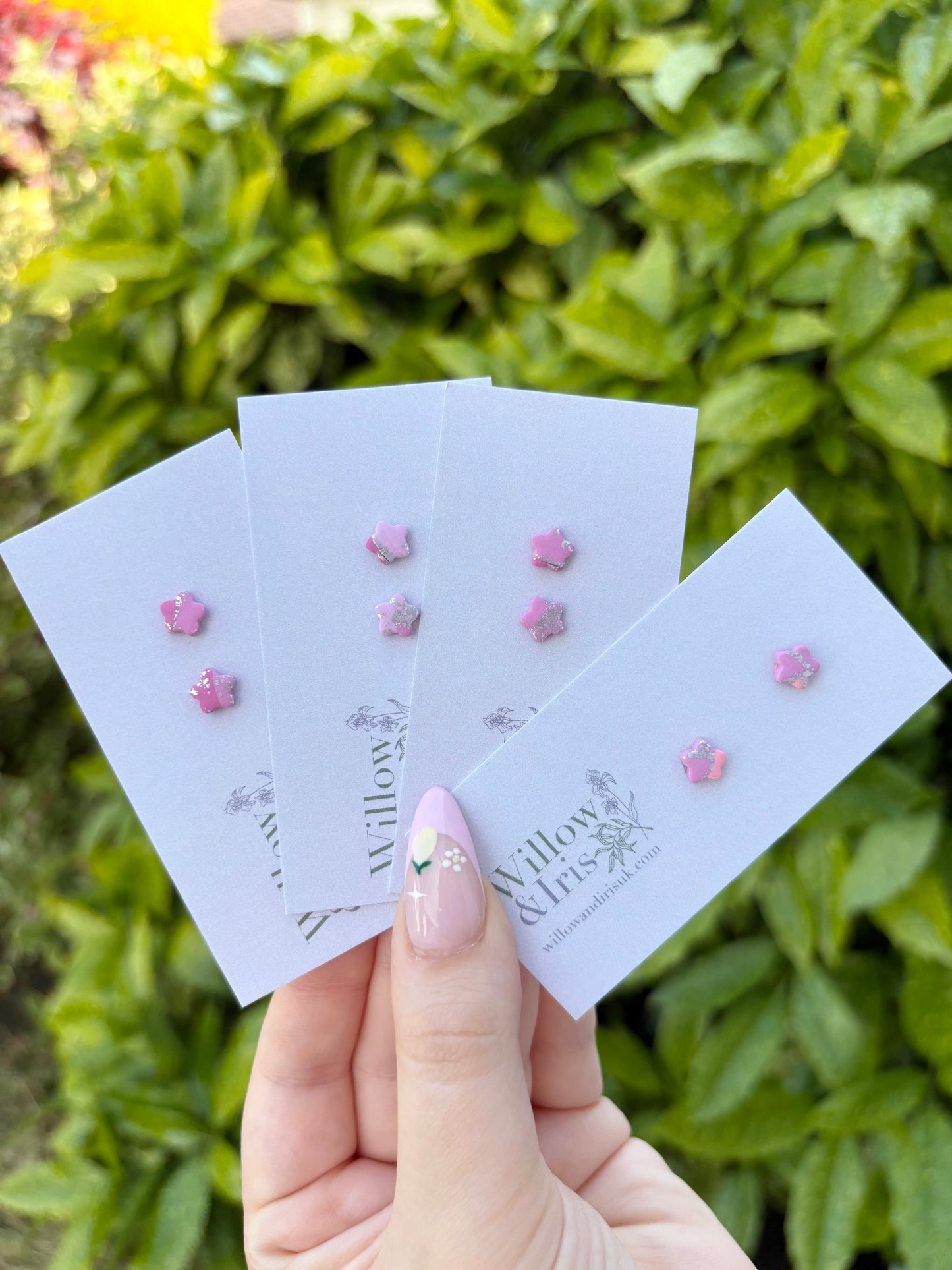 Pink stud earrings