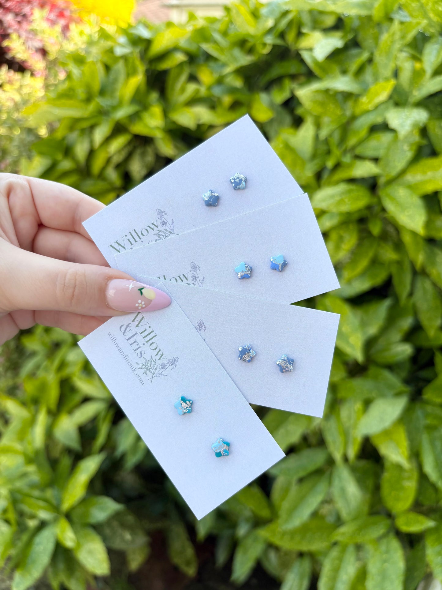 Blue stud earrings