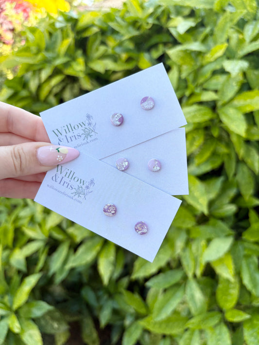 Lilac & Silver stud earrings