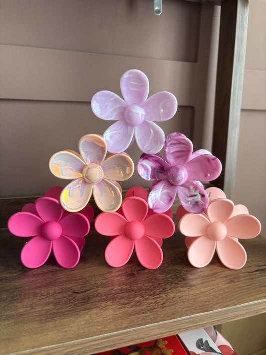 Flower claw clips - pinks