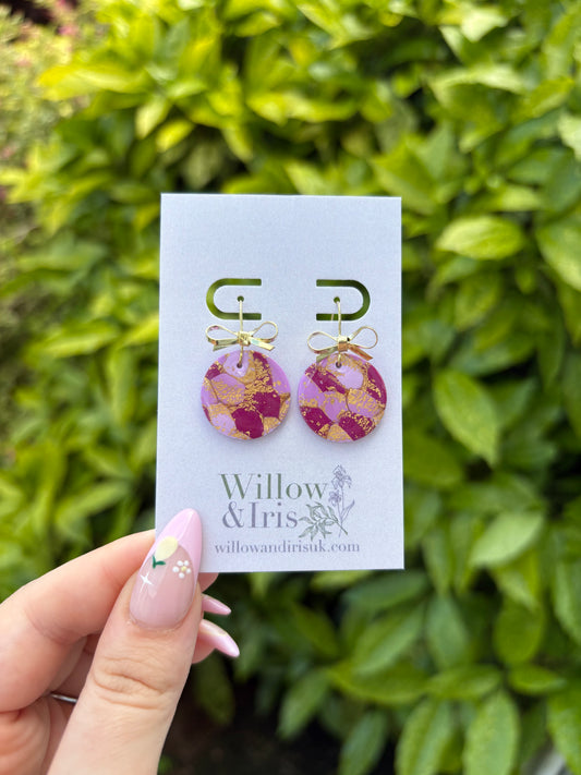 Purple & Gold dangle earrings