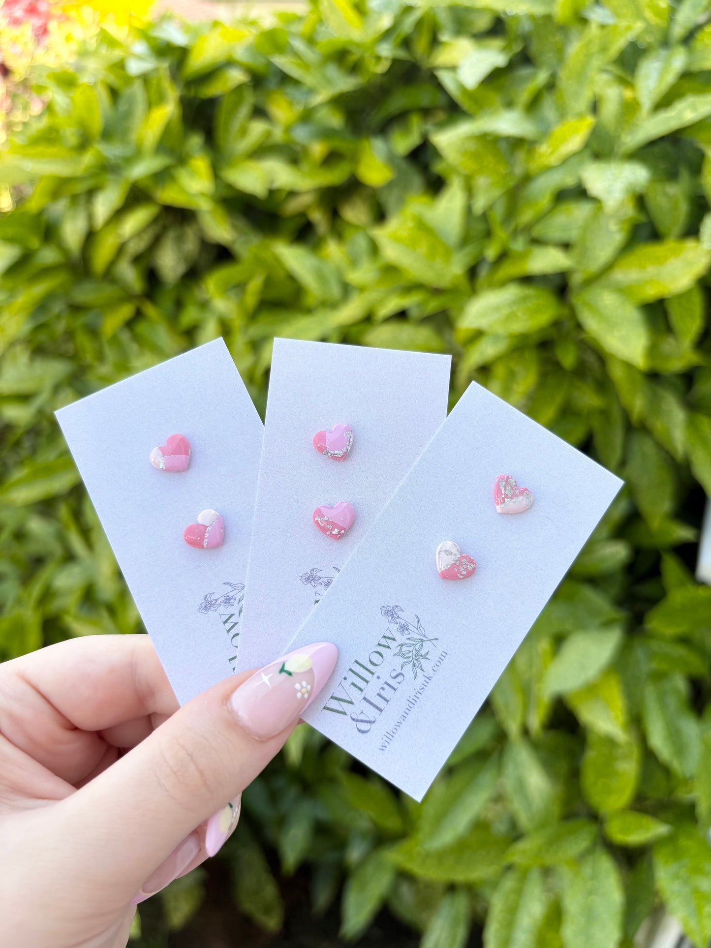 Pink stud earrings