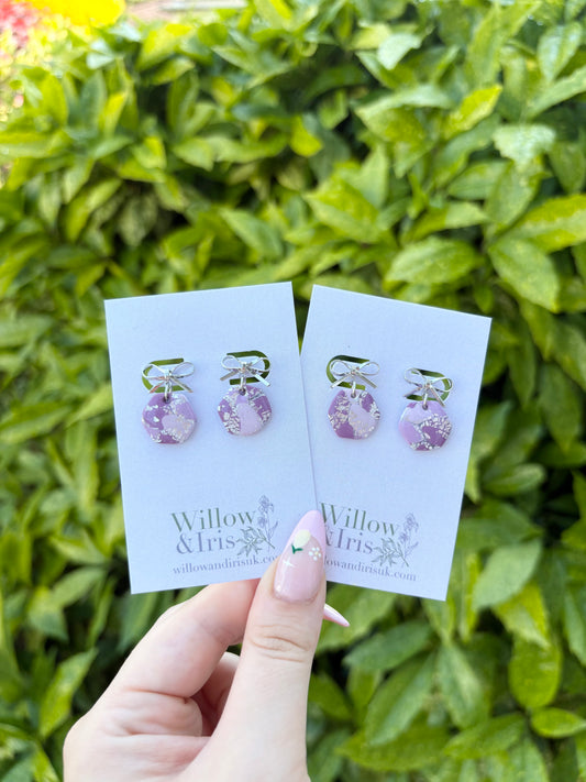 Purple & Silver dangle earrings