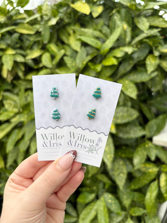 Teal Christmas tree studs